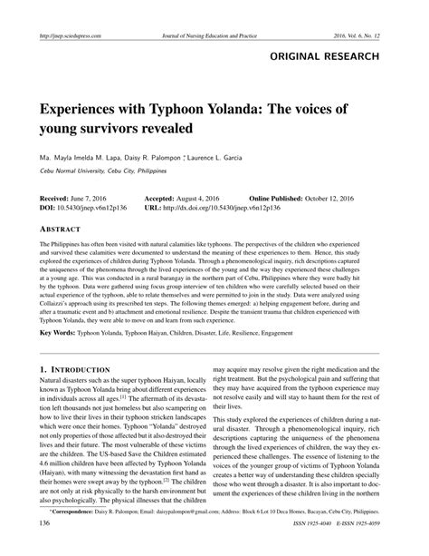 (PDF) Experiences with Typhoon Yolanda: The voices of  .